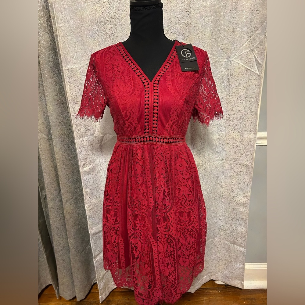 Red lace dress